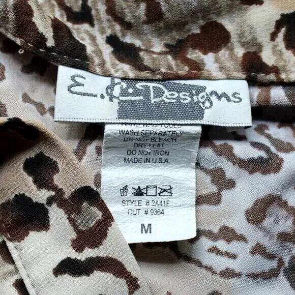 Vintage E.K. Designs Leopard Animal Print Spandex Blend Blouse Size M - Picture 11 of 12